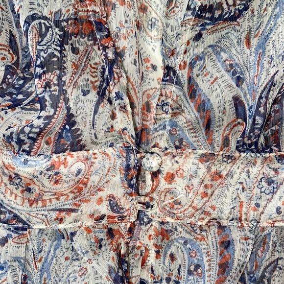 Promesa Sheer Front Button Up Paisley Dress - Picture 3 of 6